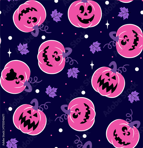 cute Halloween night seamless pattern, creepy style design 