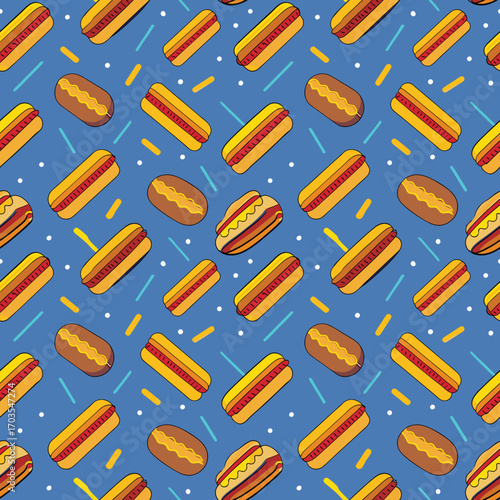 Hot Dog & Fries Seamless Pattern