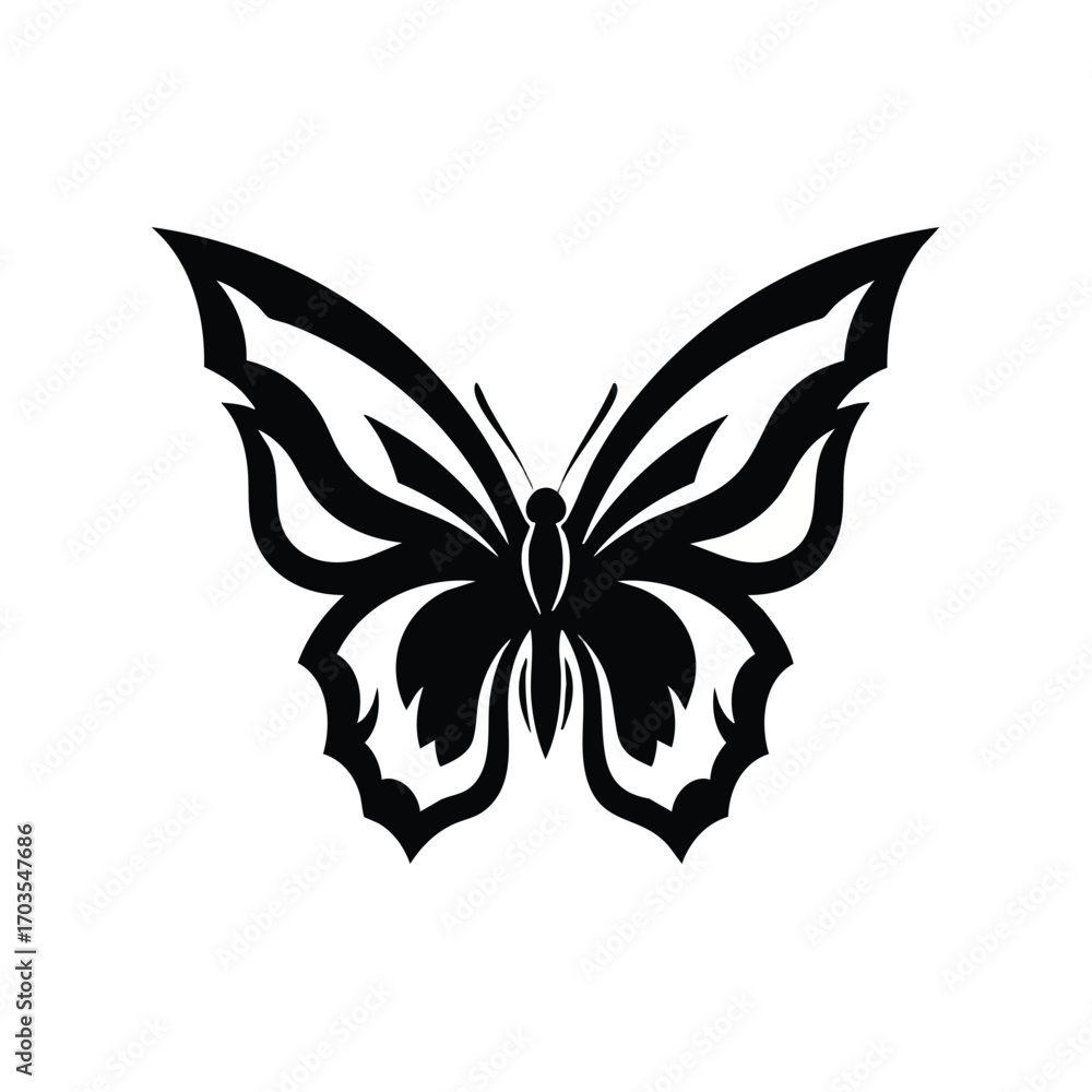 Fototapeta premium Stylized Black Butterfly Wing Design.