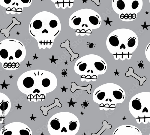cute skeleton seamless pattern for Halloween texture design 