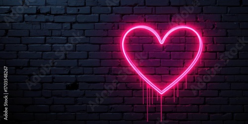  Bold Heart Background Electric Neon Against a Gritty Brick Wall Texture
