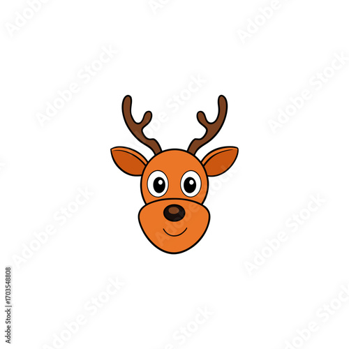 Illustration of a cartoon reindeer head on transparent background