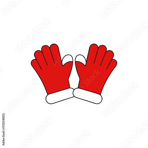 Two red santa gloves with white trim here on transparent background