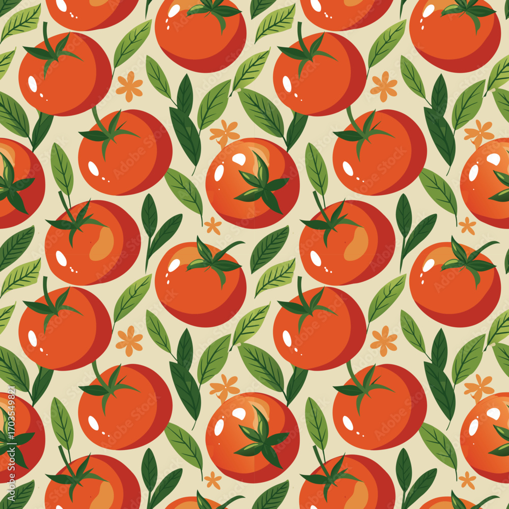 Obraz premium Cute Tomato Seamless Pattern