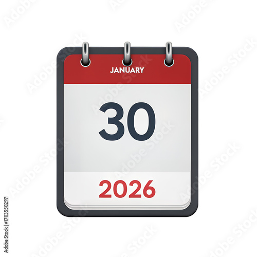  Modern Calendar icon. January. 2026 30 day. The concept of waiting for an important date. Day calendar with date January 30 Cheklist day calendar. Vector illustration