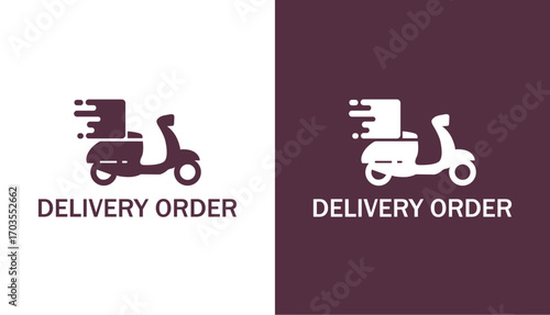 Express Fast Delivery Order Scooter Motorcycle Bike With Box Icon Logo design 