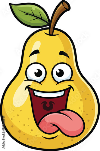 Funny Crazy Pear Character	