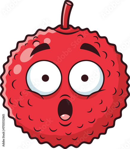 Surprised Lychee Fruit Cartoon Character	