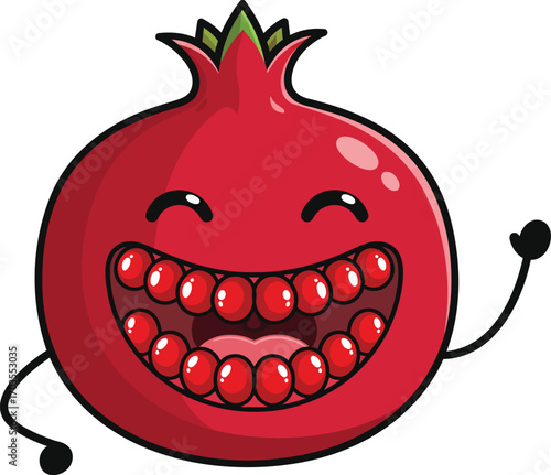 Cute Happy Pomegranate Fruit Character	