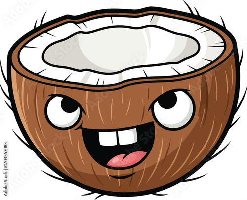 Funny Cartoon Coconut Character	
