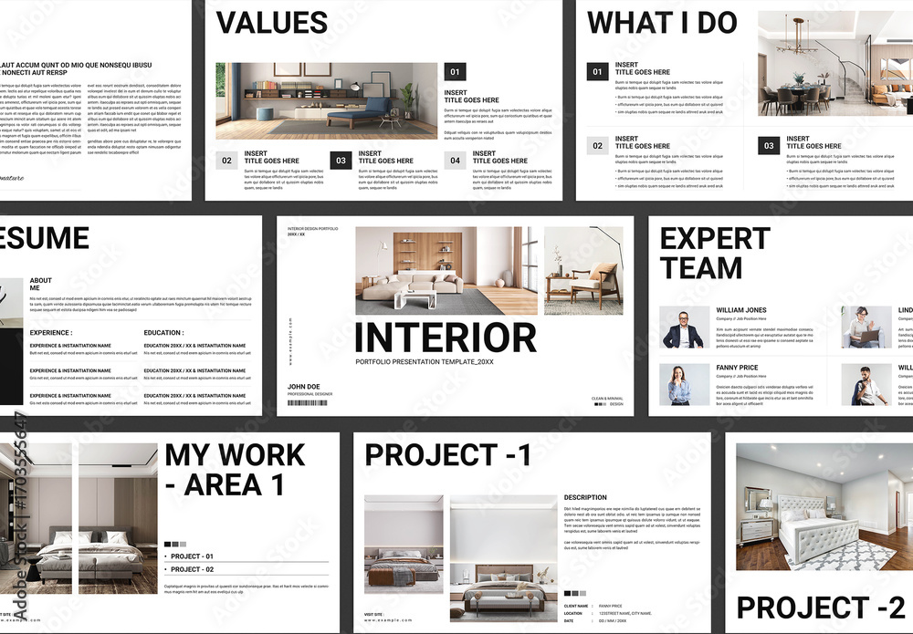 Interior Design Portfolio Presentation Template Stock Template | Adobe ...