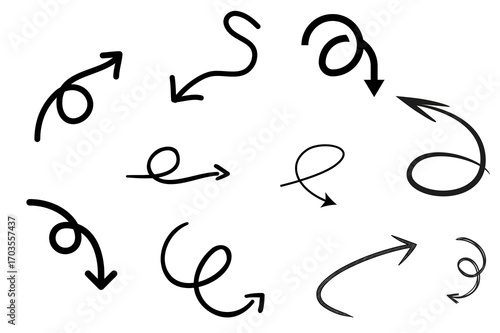 Wallpaper Mural Looped arrow pack - 10 arrows in one set. Curved direction arrow, hand drawn arrow pack Torontodigital.ca