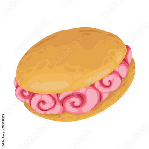 Adorable hand drawn vector illustration of Italian buns Maritozzi. These soft, sweet buns are perfect for promotions, cafe menus, Italian desserts and any design dedicated to homemade baking.