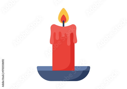 burning candle on a white background
