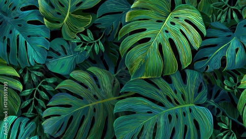 Lush tropical foliage pattern