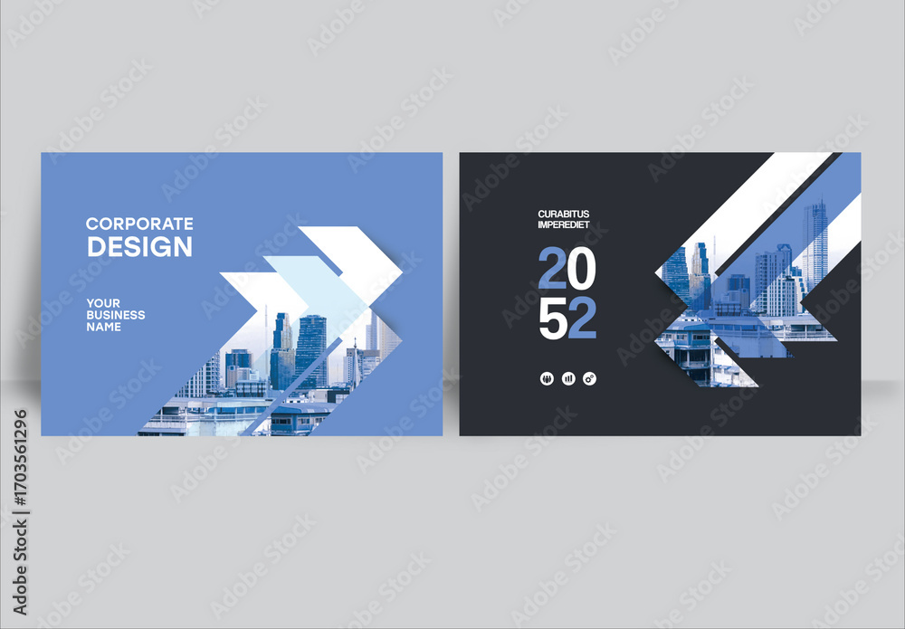 Modern business brochure layout – Blue and Black Geometric Book Cover ...