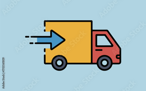Flat design delivery truck icon fast shipping logistics concept icon transportation vector . eps