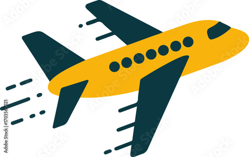 Flat design icon of a fast delivery airplane in flight with speed lines for logistics and shipping services vector . eps