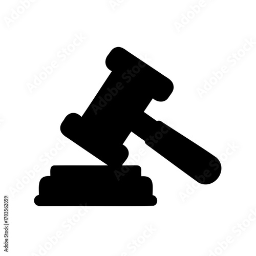 Black and white silhouette of a gavel, representing justice and legal proceedings