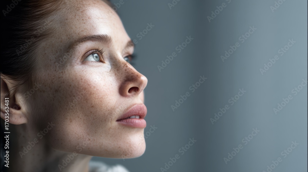 Fototapeta premium Refined portrait with porcelain skin and delicate features