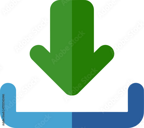 Flat design download arrow icon symbol representing data transfer and file uploads vector . eps