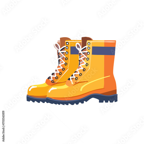 Protective Safety Boots Illustration in Flat Vector Industrial Footwear Design

