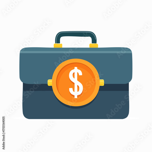Business Briefcase with Dollar Symbol Illustration in Flat Vector Finance Design
