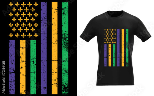 Vibrant us mardi gras flag design with traditional colors and festive elements