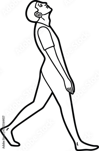 Person standing looking upwards in peaceful contemplation or reverence, simple line drawing