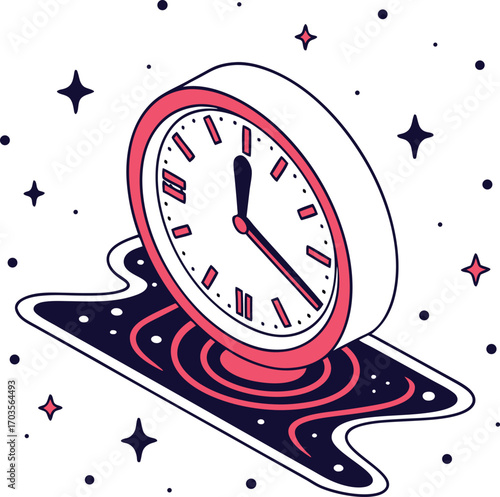 Abstract clock floating in space, time management concept, productivity, deadline, project timeline, modern