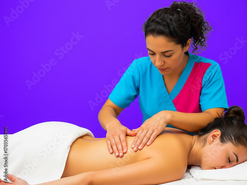 Massothérapeute en action lors d’un massage bien-être