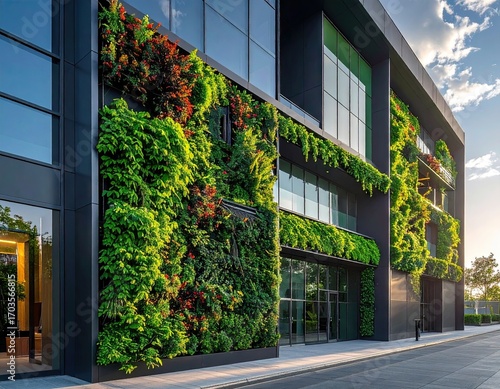 Modern Building with Lush Green Vertical Garden