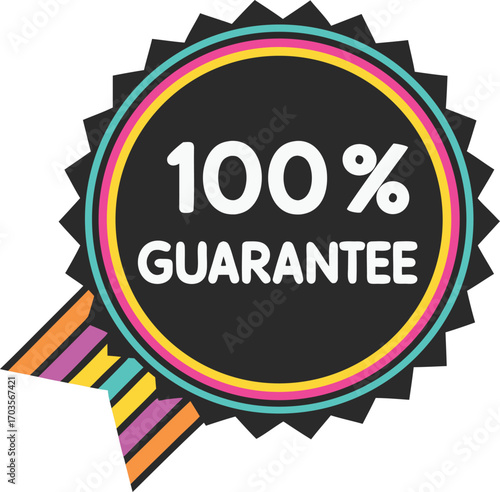Guarantee badge, label design vector illustration isolated on transparent background