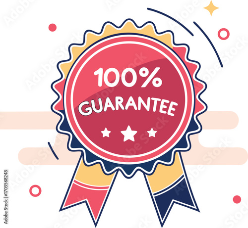 Guarantee badge, label design vector illustration isolated on transparent background