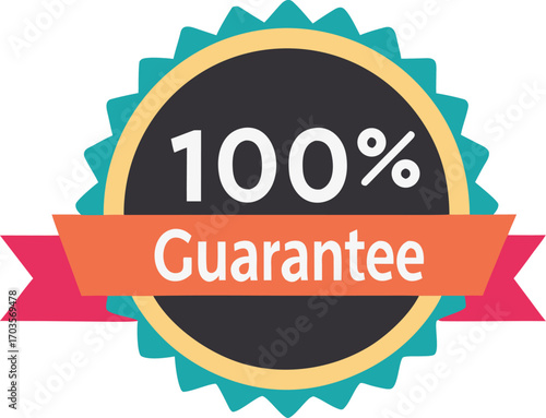 Guarantee badge, label design vector illustration isolated on transparent background
