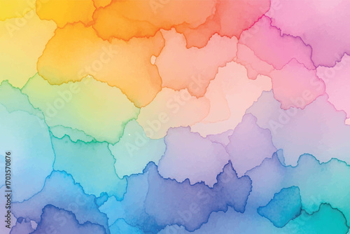 Abstract rainbow watercolor background with blended colors and soft edges.