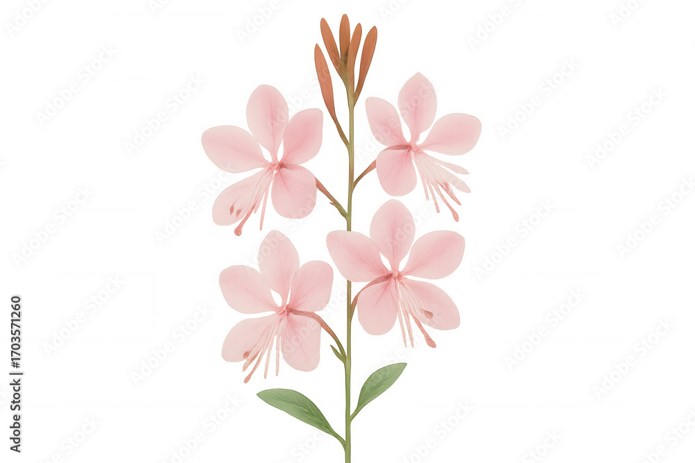 Naklejka premium Gaura lindheimeri flowers blooming on a transparent background, offering a vibrant and elegant touch for various design projects