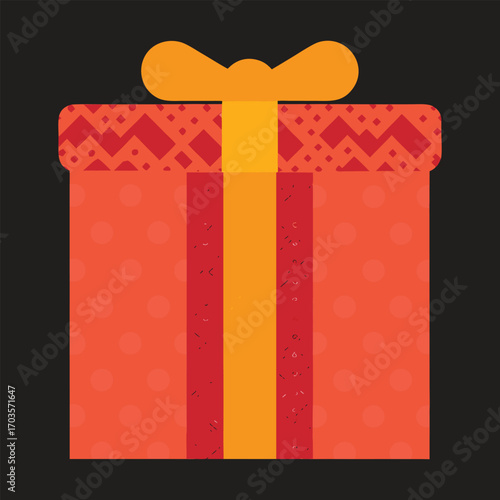 Vector illustration of a festive gift box with a red ribbon and bow, perfect for a holiday or birthday celebration.