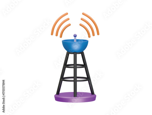 radio tower icon 3d illustration render