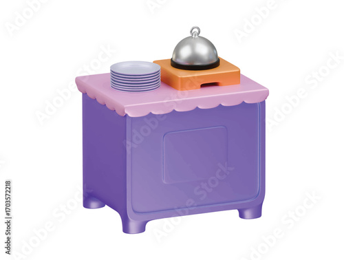 buffet service icon 3d illustration render