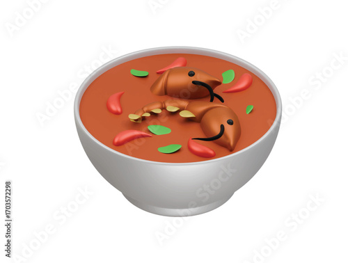shrimp soup icon 3d illustration render