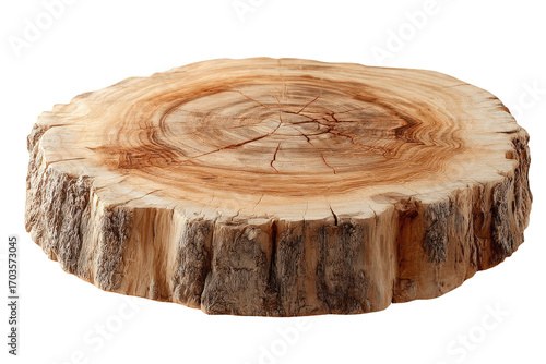 Circular tree trunk slice, natural wood grain