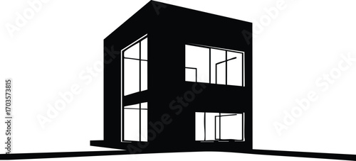 A modern house with a minimalist design, featuring clean lines and geometric shapes, creating a contemporary and stylish architectural statement