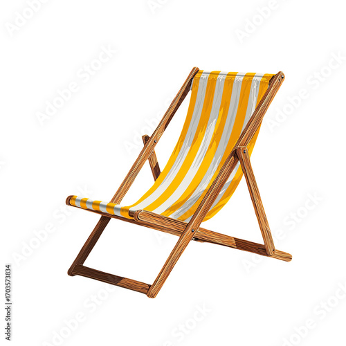 Striped yellow and white beach chair