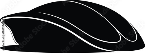 Sleek black silhouette of a modern car design, , showcasing its aerodynamic curves and futuristic aesthetic, perfect for automotive branding and design projects
