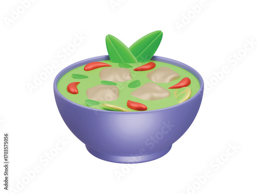 pork green curry icon 3d illustration render