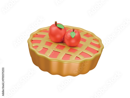 apple pie icon 3d illustration render