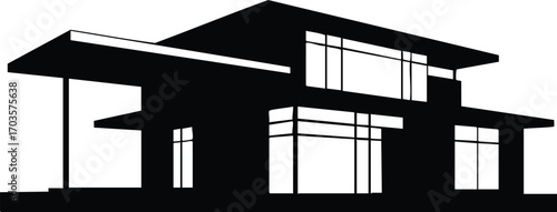 Modern house silhouette a sleek and contemporary home with clean lines, minimalist design, and a striking silhouette, representing modern living and architectural elegance