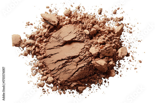 Brown powder, scattered and clumped