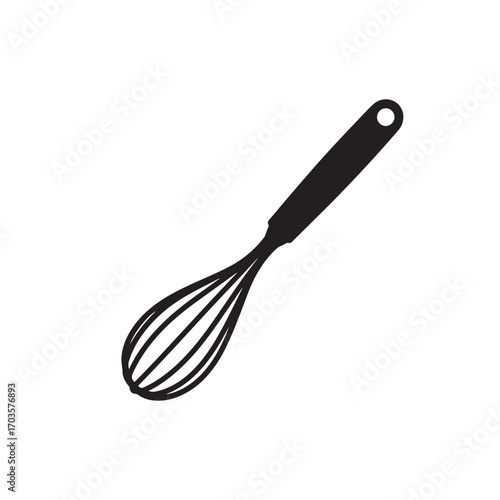 kitchen whisk vector silhouette in black for cooking, baking, or culinary tool illustrations.